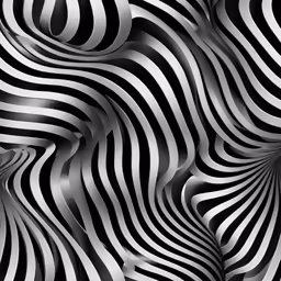 a black and white swirl pattern with a black and silver background