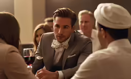 a man with his tie off sitting at a table