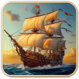 a large sail ship sailing through a body of water