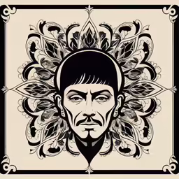 an image of an abstract portrait with floral decoration