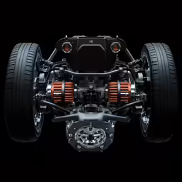 the engine of a car with the wheels folded