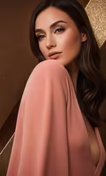 an attractive woman poses for a photograph in the spotlight
