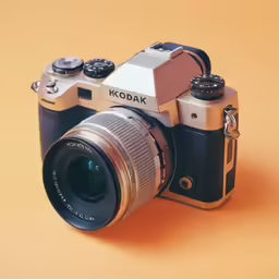 a camera on top of a yellow background