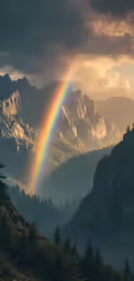 the rainbow has just come out of the valley