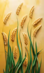 a group of sea grass sits on a yellow background