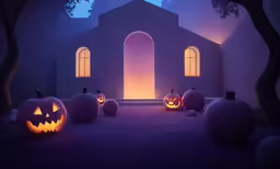 a group of carved pumpkins in the shape of jack o lanterns