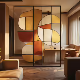 an artistic design is pictured inside of a living room