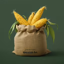 corn ears in a burlap bag