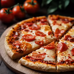 this is a pizza with slices taken out of it