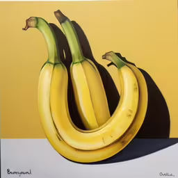 there is a painting of bananas sitting on a table