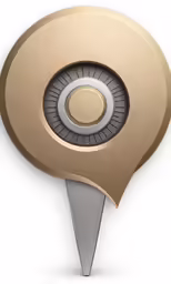 this gold and steel object is shaped to look like an eye
