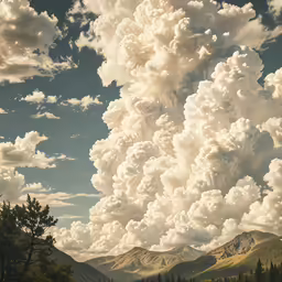 a forest and mountain are covered in clouds