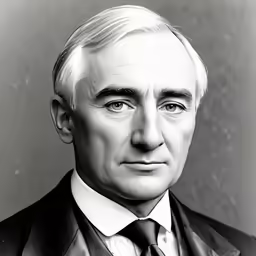a portrait of a man with white hair and a suit