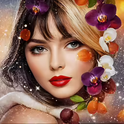 a woman with flowers in her hair