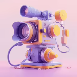 an old - style, colorful film camera is being charged