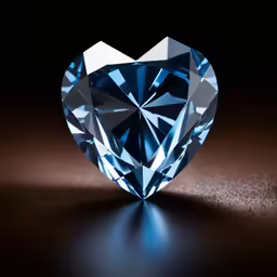 a heart shaped blue diamond on top of a table