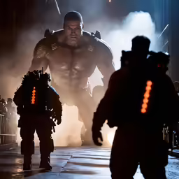 a male wrestler walking through a foggy corridor