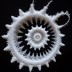 a white circular object is shown in the middle of a dark background