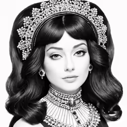 the woman is dressed in black and white