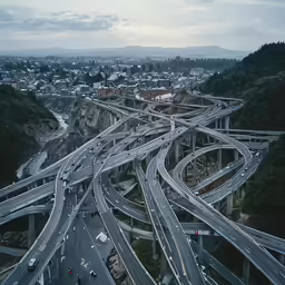 a highway with multiple lanes in the middle