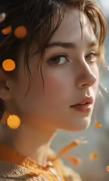 a woman with freckles of lights on her hair