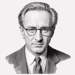 a man in glasses and tie poses for a black and white photograph