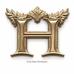 the letter h with ornate decorations around it