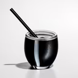 a cup with a drink and a straw in it