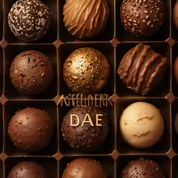 a box containing many chocolates with the names of each item