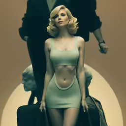 a woman with no underwear and a suit