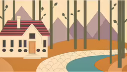 an image of a home in the woods with trees