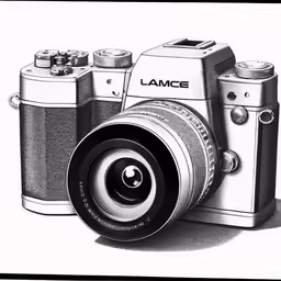 a black and white photo of a camera