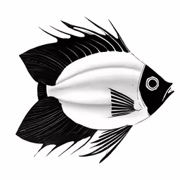 a black and white picture of a fish