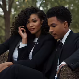 a man and a woman sitting next to each other