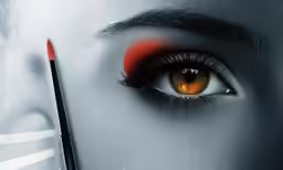 an orange eyeliner and some other makeup items