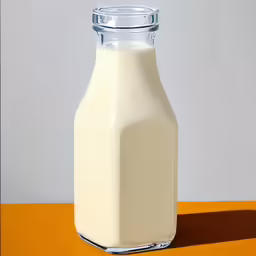 a large glass bottle filled with milk