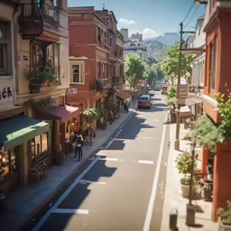 small town with a very long street going in different directions