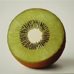 the kiwi is sliced in half and placed on a table