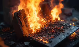 a close - up photo of a fire in the fireplace