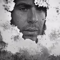 a man is looking into a hole in a wall