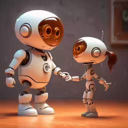 two robot standing next to each other in a room