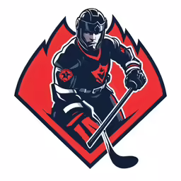 a player playing hockey with the red, blue and black background