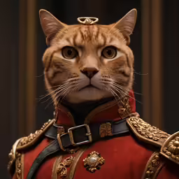 a cat that is dressed up like a military man
