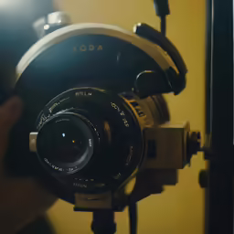 a camera that is set up with a tripod