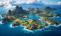 an island with several islands in the middle and water