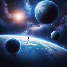 some very pretty planets with people in them