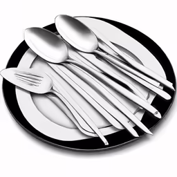 a plate with forks, spoons and knives on it