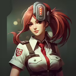 the girl in uniform has a red - headed hair