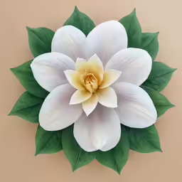 large flower made out of fake leaves, which has white flowers with yellow center