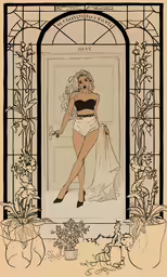 a drawing of a woman with her legs crossed